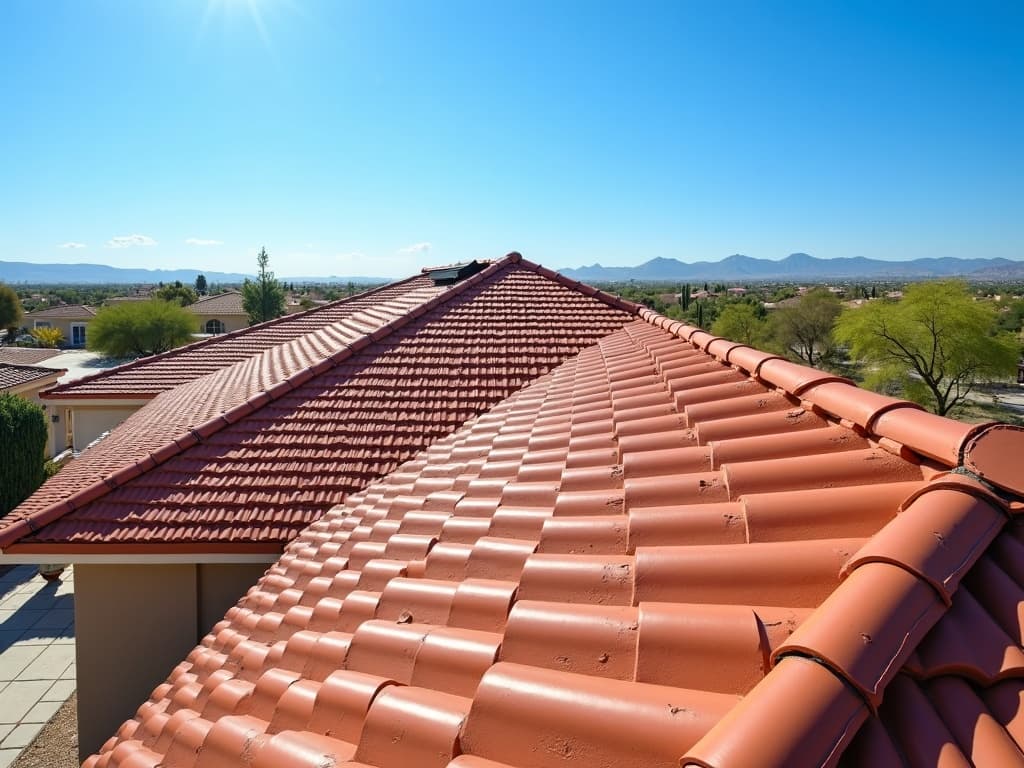 Storm damaged roof after repair by Allstate Roofing Phoenix AZ